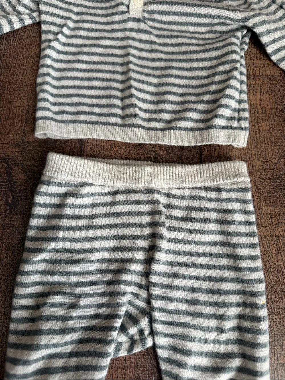 Little Planet Organic Newborn Gray & Cream Striped Knit Pajama Set